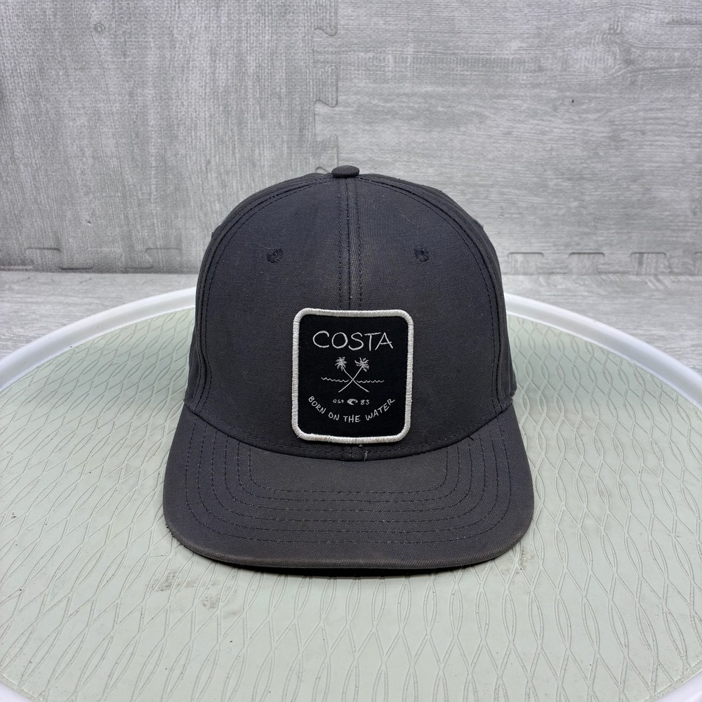 Costa Del Mar Hat Mens Fishing Gray Cotton Born On The Water Snapback Cap Boat